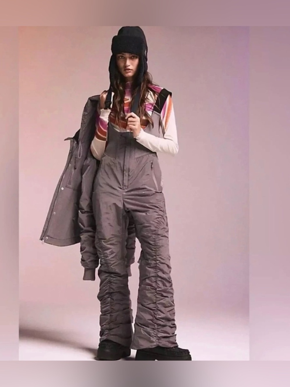Free People Movement Lift Love Ski Snow Bib in Plum Gray Size Small